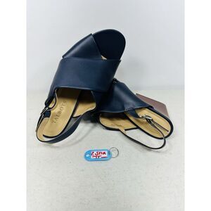 Talbots AMBERLEY SLINGBACK WEDGE SANDALS Blue Leather Women’s Shoes Size 8M